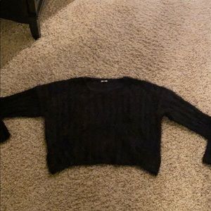 Black crop eyelash sweater